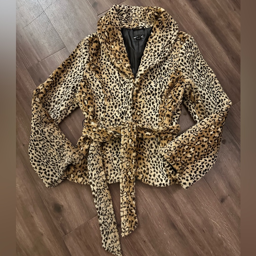 Wet Seal Animal Print Teddy Jacket